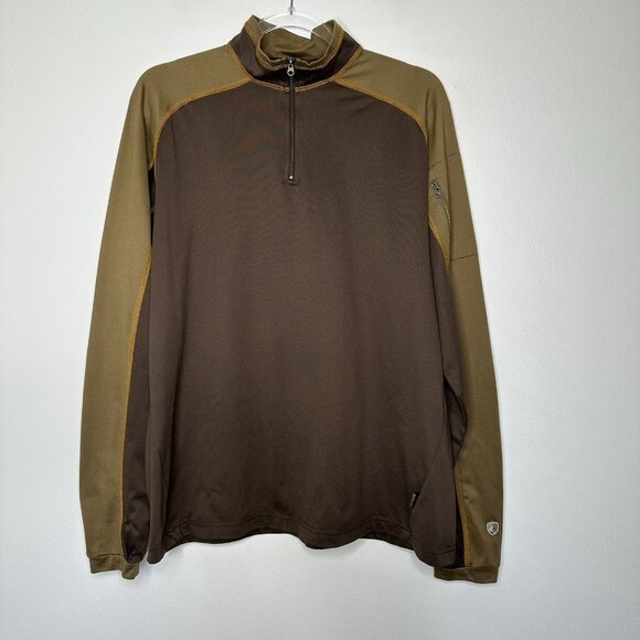 Kuhl Technikore 1/4 Zip Pullover Brown Colorblock Large Performance - Picture 1 of 10
